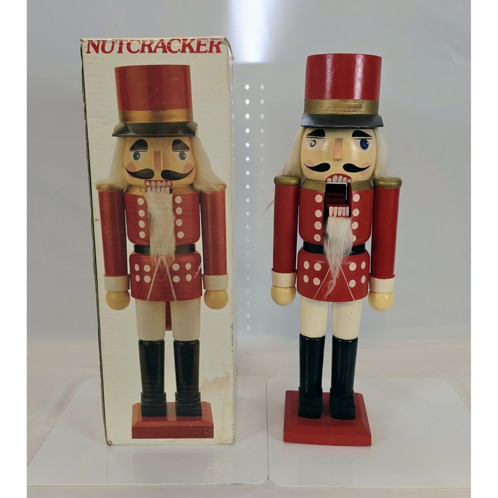 Vintage 20 Inch Wooden Toy Soldier Nutcracker Hand Painted Christmas Decor...